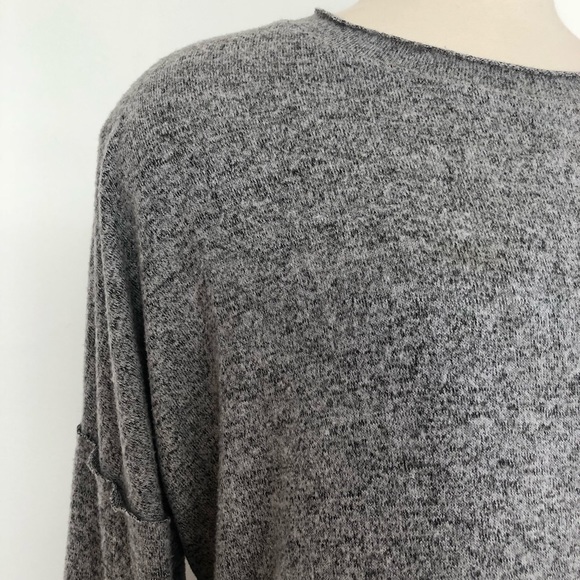 PAPER CRANE Grey Long Sleeve Raw Edge Tunic - Picture 2 of 6